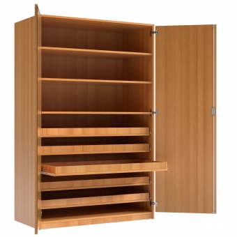 Papierschrank, 180 cm hoch, 120x60 cm (B/T),  4 Züge, 3 Fächer, 